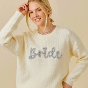 Main Strip Cream Sweater with Silver 'Bride' Detail